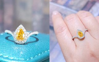 款式鑒賞 - V形圍鑽戒指 · 梨形黃鑽 - WILLS JEWELLERY