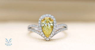 WILLS 款式鑒賞 ~ 1.12ct 梨形黃鑽比翼鑽石戒指 - WILLS JEWELLERY