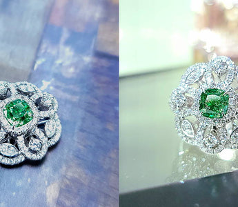 WILLS 款式鑒賞 ~ 花花輪盤戒指/吊墜 ·  枕形綠鑽 - WILLS JEWELLERY