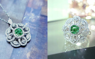 WILLS 款式鑒賞 ~ 花花輪盤戒指/吊墜 ·  枕形綠鑽 - WILLS JEWELLERY