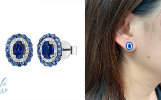 WILLS 款式鑒賞 ~ 非凡的藍白雙層圍石藍寶石耳環 - WILLS JEWELLERY