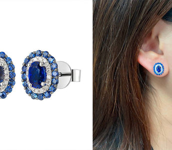 WILLS 款式鑒賞 ~ 非凡的藍白雙層圍石藍寶石耳環 - WILLS JEWELLERY