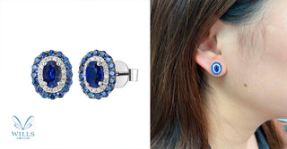 WILLS 款式鑒賞 ~ 非凡的藍白雙層圍石藍寶石耳環 - WILLS JEWELLERY