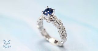 WILLS 款式鑒賞 ~ 無燒矢車菊藍寶石珠邊雕花戒 - WILLS JEWELLERY