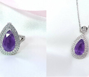 WILLS 款式鑒賞 ~ 紫羅蘭皇后 • 梨形紫色藍寶石戒指 (兩戴款) - WILLS JEWELLERY