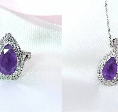 WILLS 款式鑒賞 ~ 紫羅蘭皇后 • 梨形紫色藍寶石戒指 (兩戴款) - WILLS JEWELLERY