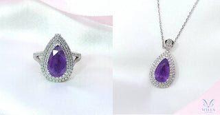 WILLS 款式鑒賞 ~ 紫羅蘭皇后 • 梨形紫色藍寶石戒指 (兩戴款) - WILLS JEWELLERY