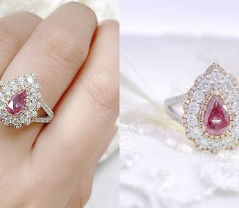 WILLS 款式鑒賞 ~ 玫瑰花瓣  ·  天然梨形粉鑽圍鑽戒指 - WILLS JEWELLERY