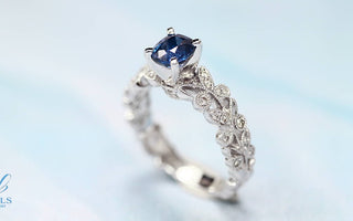 WILLS 款式鑒賞 ~ 無燒矢車菊藍寶石珠邊雕花戒 - WILLS JEWELLERY