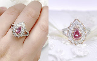 WILLS 款式鑒賞 ~ 玫瑰花瓣  ·  天然梨形粉鑽圍鑽戒指 - WILLS JEWELLERY