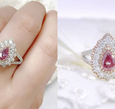 WILLS 款式鑒賞 ~ 玫瑰花瓣  ·  天然梨形粉鑽圍鑽戒指 - WILLS JEWELLERY