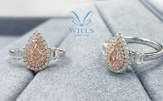 WILLS 款式鑒賞 ~ 蜜桃粉鑽，圍鑽梯石戒指 - WILLS JEWELLERY