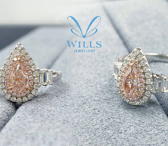 WILLS 款式鑒賞 ~ 蜜桃粉鑽，圍鑽梯石戒指 - WILLS JEWELLERY