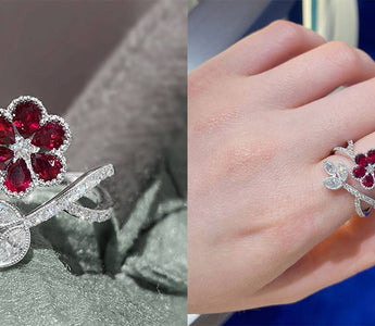 WILLS 新貨速遞 ~ Blossom・紅寶石鑽石珠邊開口戒指 - WILLS JEWELLERY