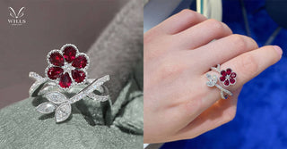 WILLS 新貨速遞 ~ Blossom・紅寶石鑽石珠邊開口戒指 - WILLS JEWELLERY