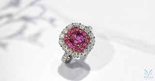 WILLS 鑒賞 - 細緻優雅· 天然枕形切割粉寶花形戒指(Padparadscha) - WILLS JEWELLERY