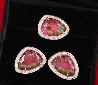 WILLS 款式鑒賞 ~ 三角原型西瓜碧璽(Watermelon Tourmaline)戒指耳環 - WILLS JEWELLERY