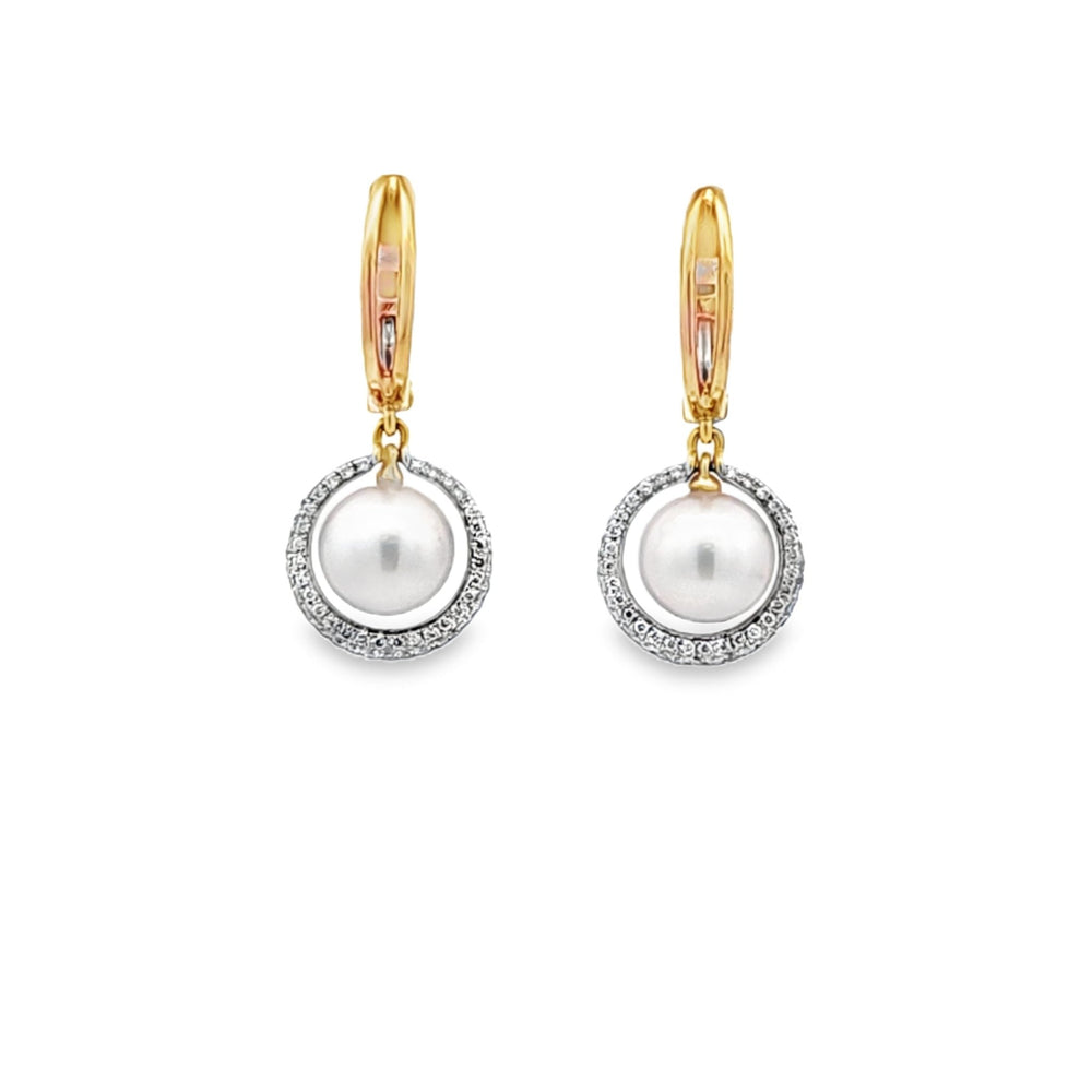 圓形垂吊耳環・7.5mm日本Akoya珍珠 - WILLS JEWELLERY