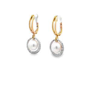 圓形垂吊耳環・7.5mm日本Akoya珍珠 - WILLS JEWELLERY