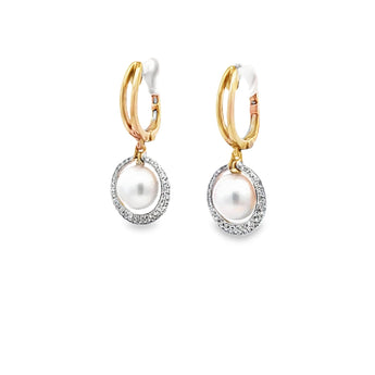 圓形垂吊耳環・7.5mm日本Akoya珍珠 - WILLS JEWELLERY