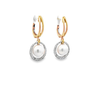 圓形垂吊耳環・7.5mm日本Akoya珍珠 - WILLS JEWELLERY