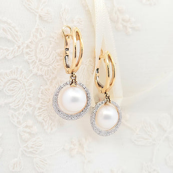 圓形垂吊耳環・7.5mm日本Akoya珍珠 - WILLS JEWELLERY