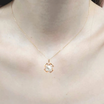 花形層次吊墜 • 8mm日本Akoya珍珠 - WILLS JEWELLERY