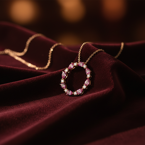 粉寶鑽石花環吊墜