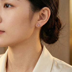 幸運粉玫三葉耳釘