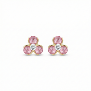 幸運粉玫三葉耳釘
