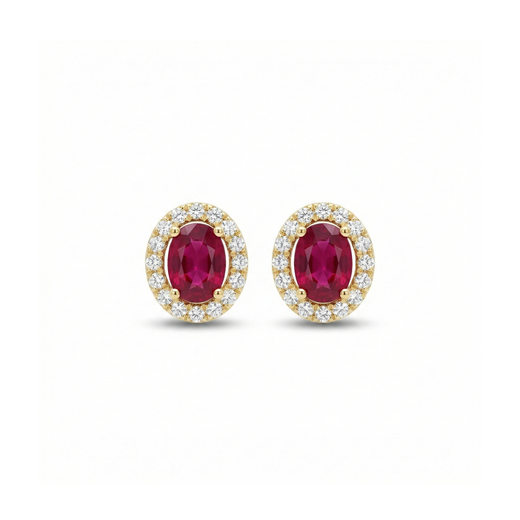 緋紅光環紅寶石耳釘 - WILLS JEWELLERY