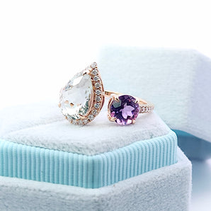 Colorful Ring ・ Green Amethyst and Amethyst