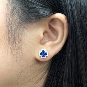 Garden • Quatrefoil Sapphire and Diamond Earrings 