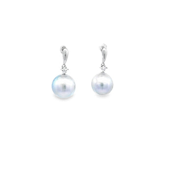 垂吊耳環・日本Akoya銀藍色珍珠 - WILLS JEWELLERY