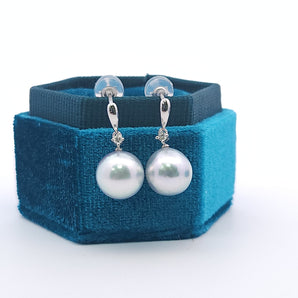 垂吊耳環・日本Akoya銀藍色珍珠 - WILLS JEWELLERY