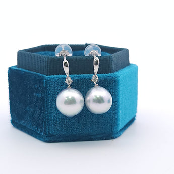垂吊耳環・日本Akoya銀藍色珍珠 - WILLS JEWELLERY
