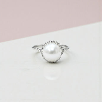 日本Akoya珍珠8mm・扭紋戒指 - WILLS JEWELLERY