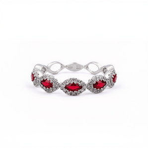 《Dreamy》馬眼形紅寶石鑽石戒指 - WILLS JEWELLERY