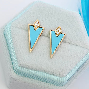 Enchaîner三角形耳環・綠松石 - WILLS JEWELLERY