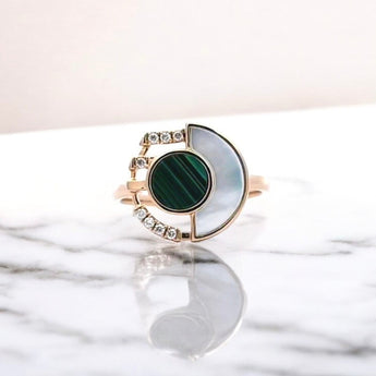 Enchaîner圓形戒指．孔雀石 - WILLS JEWELLERY