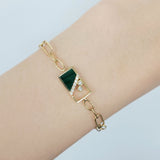 Enchaîner長方形手鏈．孔雀石 - WILLS JEWELLERY