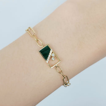 Enchaîner長方形手鏈．孔雀石 - WILLS JEWELLERY