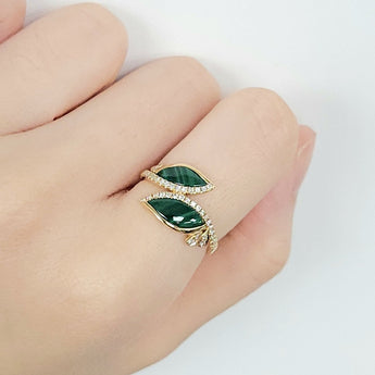 Enchaîner馬眼形戒指．孔雀石 - WILLS JEWELLERY