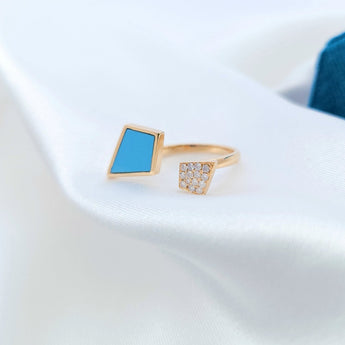 Enchaîner風箏形開口戒指．綠松石 - WILLS JEWELLERY