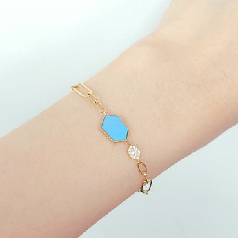 Enchaîner多邊形手鏈．綠松石 - WILLS JEWELLERY