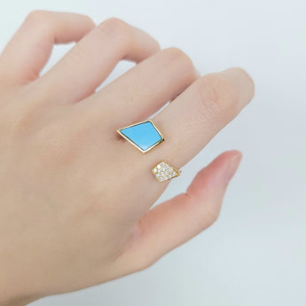 Enchaîner風箏形開口戒指．綠松石 - WILLS JEWELLERY