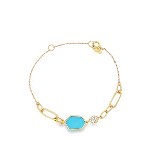 Enchaîner多邊形手鏈．綠松石 - WILLS JEWELLERY