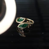 Enchaîner馬眼形戒指．孔雀石 - WILLS JEWELLERY