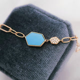 Enchaîner多邊形手鏈．綠松石 - WILLS JEWELLERY