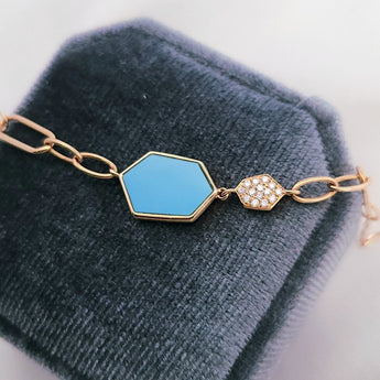 Enchaîner多邊形手鏈．綠松石 - WILLS JEWELLERY